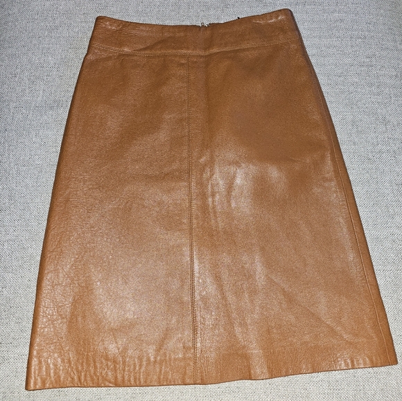Brown Leather Skirt %100 Leather - Picture 3 of 5